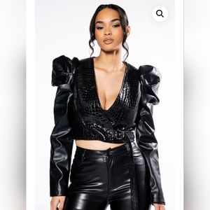 Women's WRAP PLEATHER JACKET